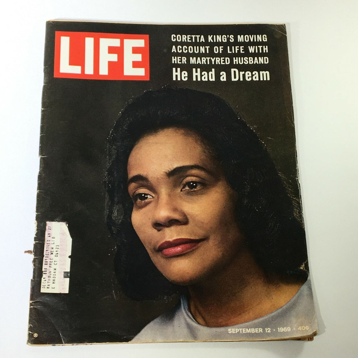 Vintage Life Magazine from September 12, 1969 featuring Coretta King's Moving Cover and Feature, showcasing her portrait and the impactful headline.