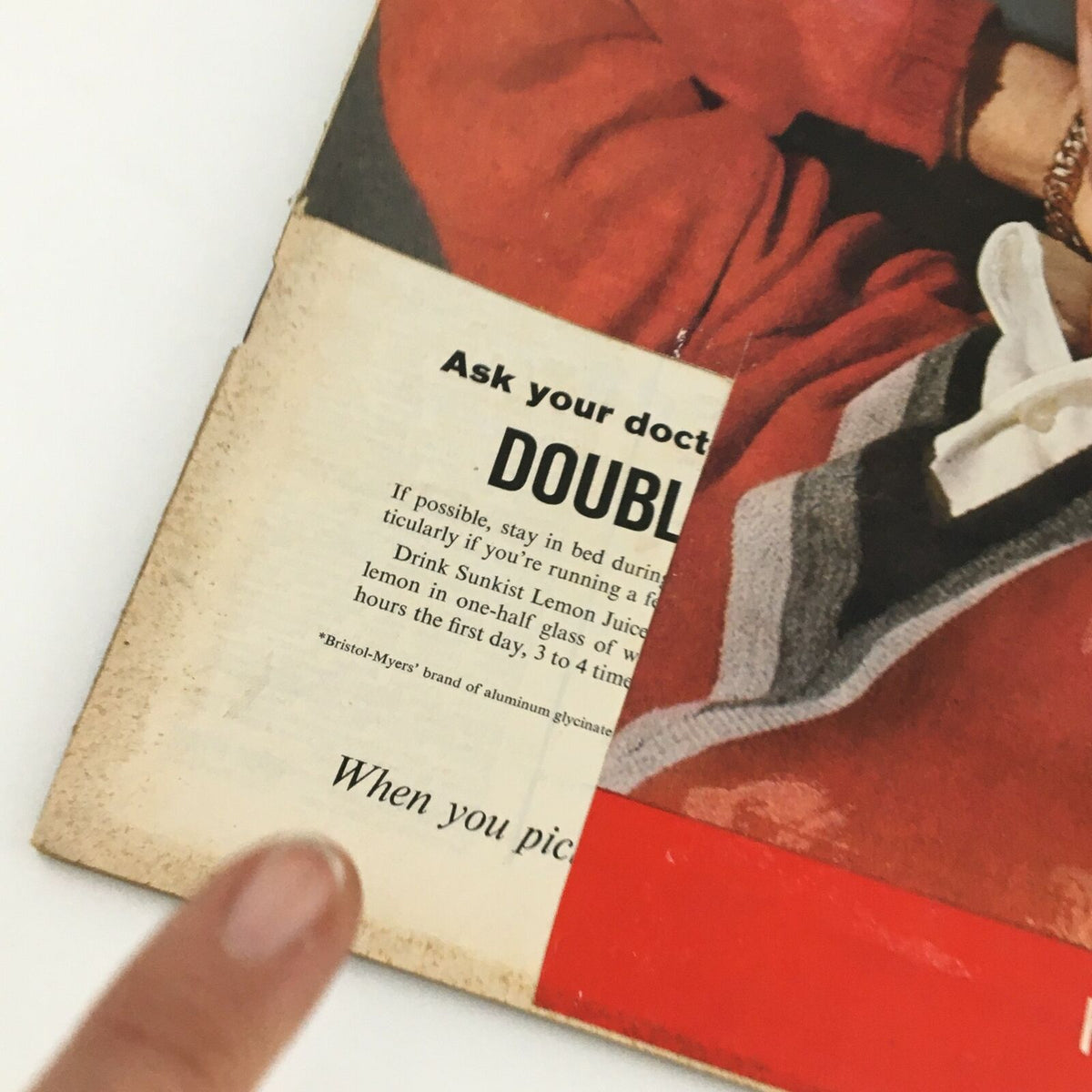 Close-up detail of the back cover of VTG Life Magazine February 2 1959 with health advertisement, reflecting the vintage style and messaging of the time.