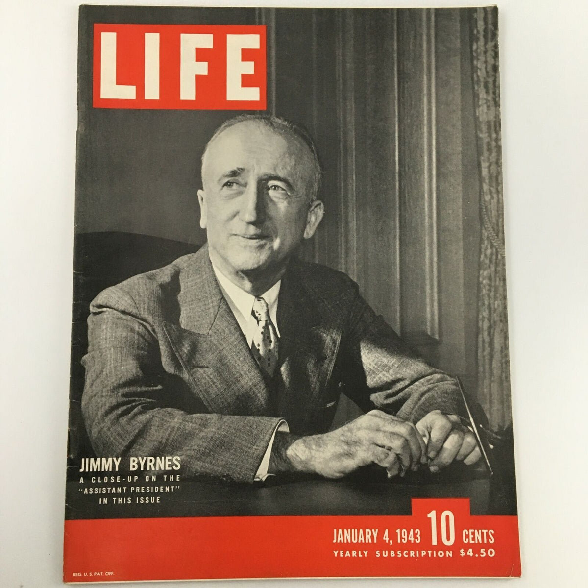 Life Magazine January 4, 1943: Jimmy Byrnes Close-Up, Very Good Condition, Historical Insight