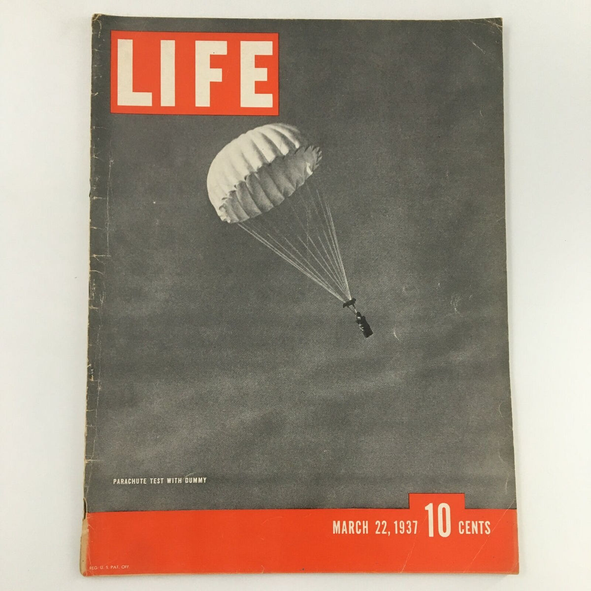 Life Magazine March 22, 1937 - Historic Parachute Test Photograph with Dummy - Vintage Collectible