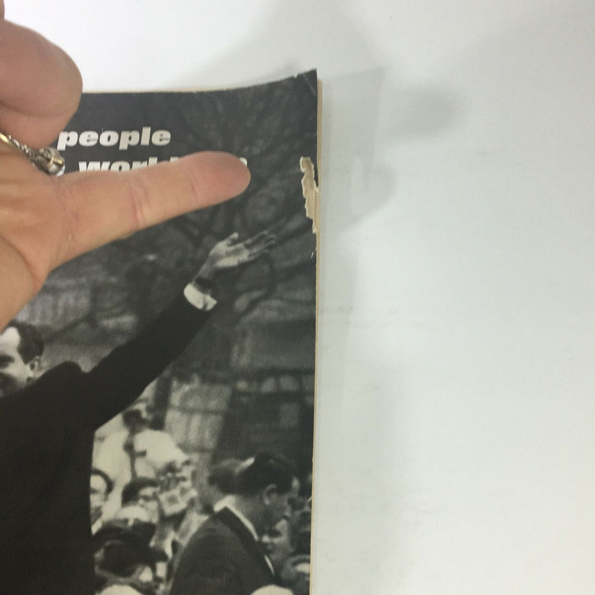 Detail of VTG Life Magazine March 7 1969 cover featuring Richard Nixon in Berlin, showing a hand gesture and edge wear.