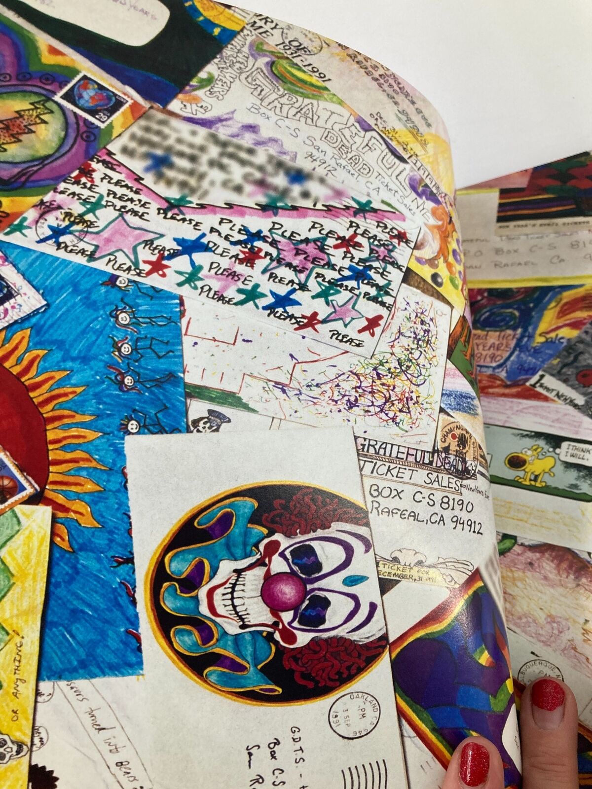 Detailed interior page from the 2015 Life Magazine, 'The Grateful Dead: 50 Years Along The Golden Road', showcasing artistic visuals and sketches associated with concert experiences.