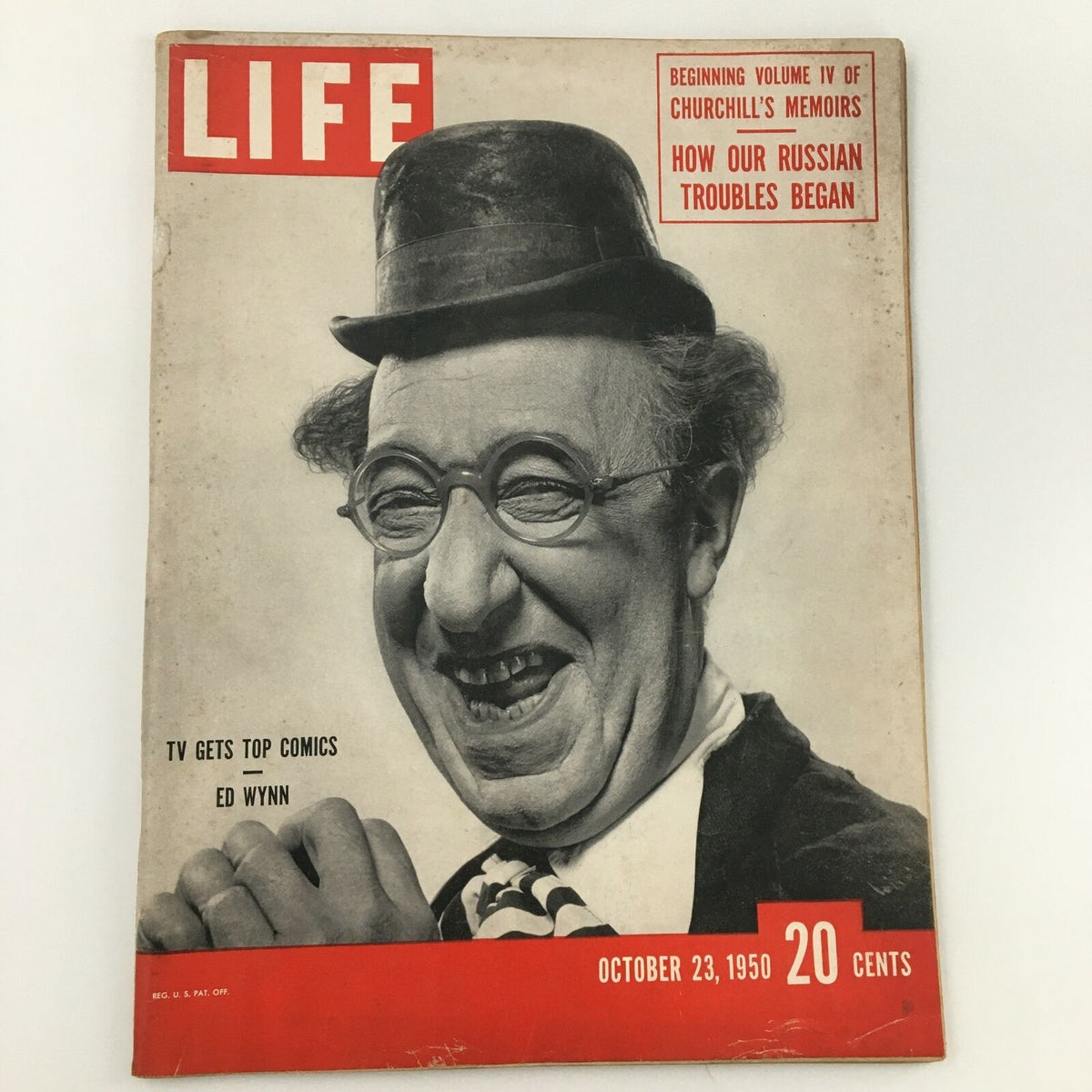 VTG Life Magazine October 23 1950 featuring Ed Wynn on the cover, showcasing his joyful expression and iconic hat.
