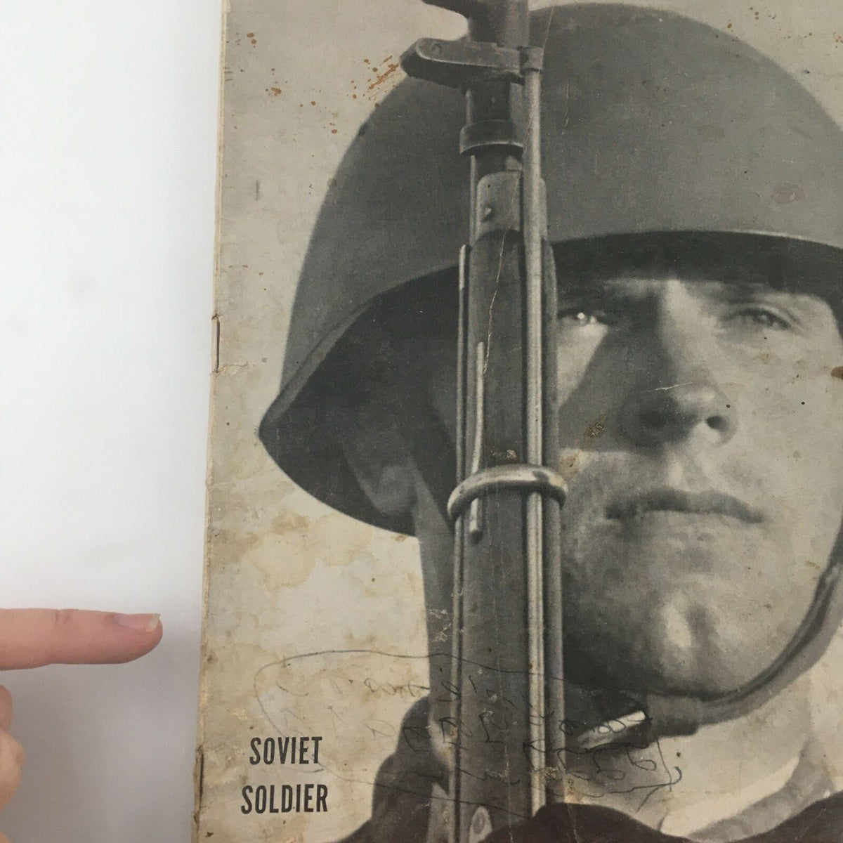 VTG Life Magazine February 12 1945 featuring a portrait of a Soviet soldier, displaying historical significance from World War II with visible wear and character.