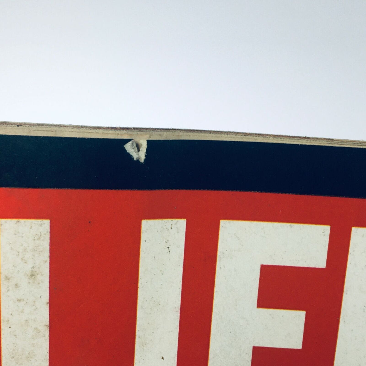 Close-up of the top edge of the VTG Life Magazine January 21 1972 showing slight wear and a small tear.