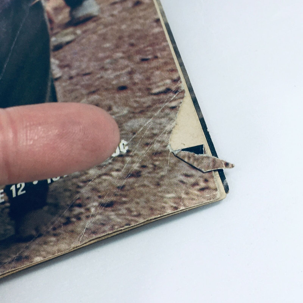 Close-up detail of the bottom corner of the June 12, 1970, VTG Life Magazine, revealing slight damage and wear, reflecting its vintage condition.