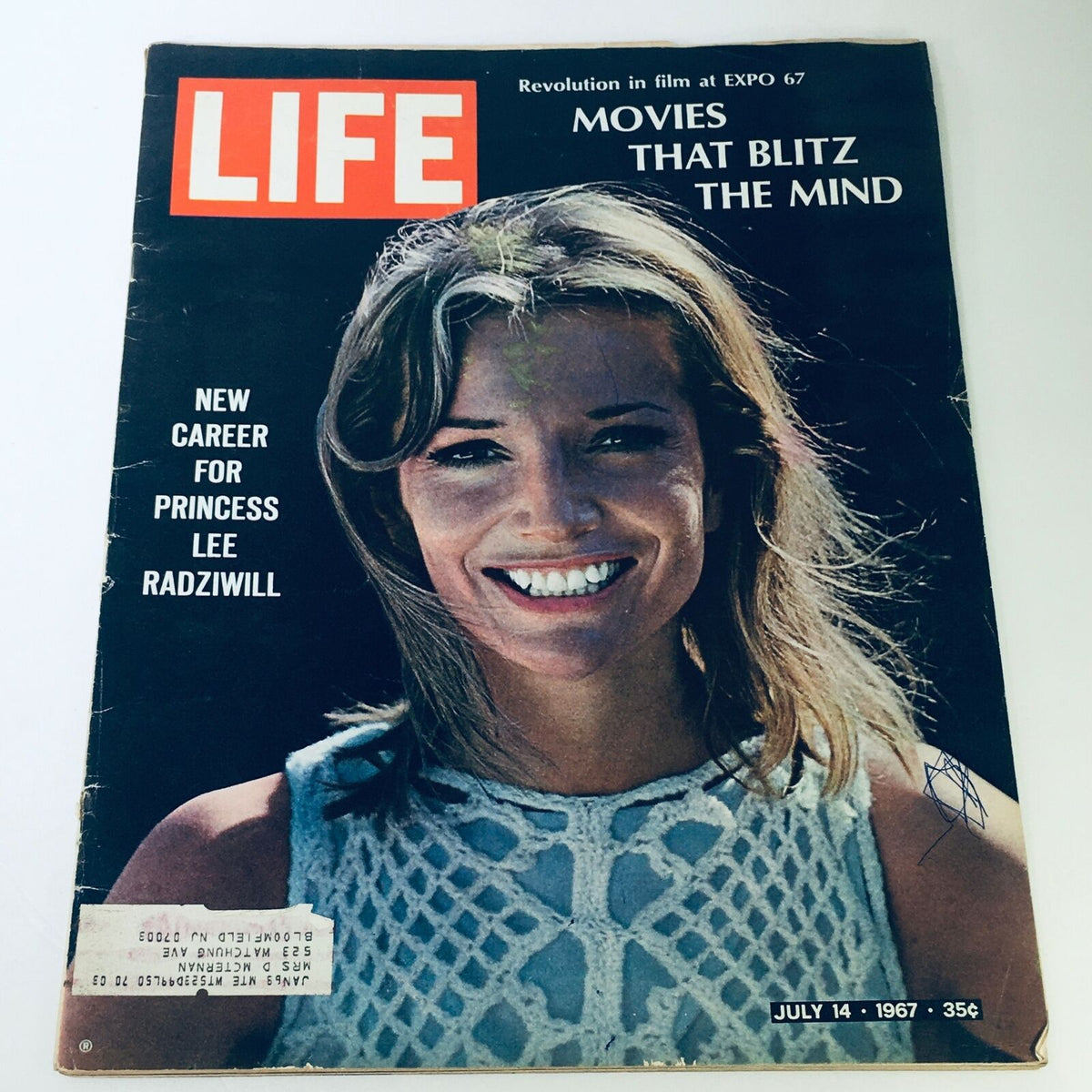 VTG Life Magazine July 14 1967 featuring Princess Lee Radziwill on the cover, showcasing her new career with a vibrant photograph.