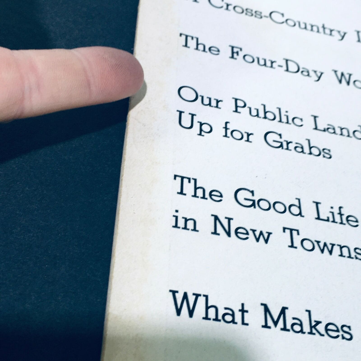 Close-up of vintage Life Magazine January 8 1971, highlighting articles such as 'Our Public Lands Up for Grabs' and 'The Good Life in New Towns'.