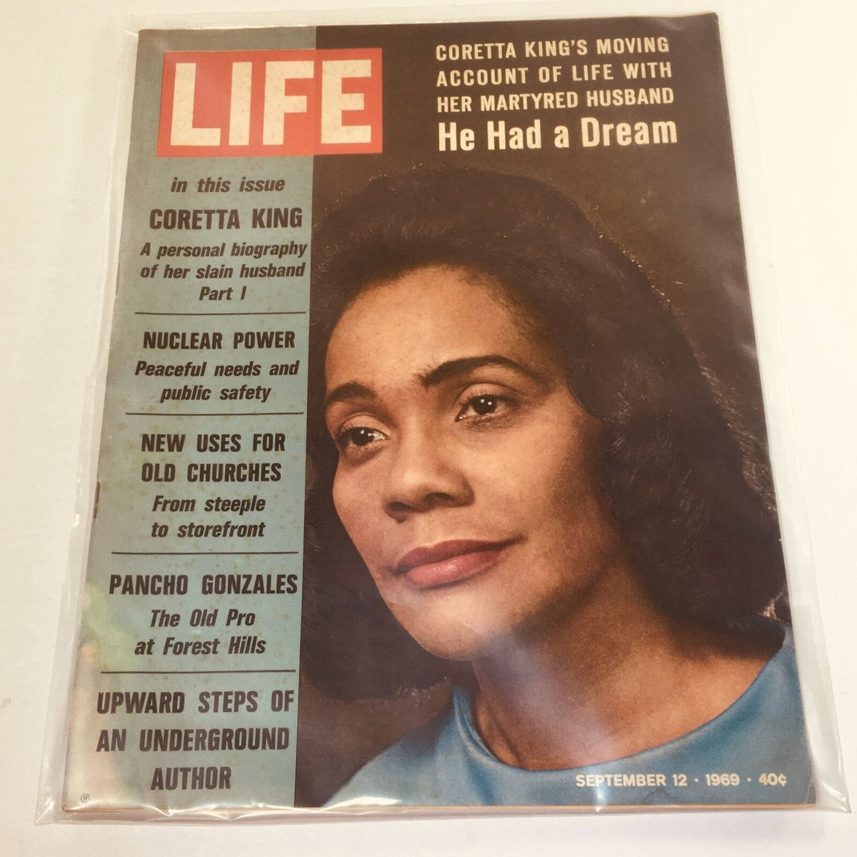 Cover of VTG Life Magazine: September 12, 1969 featuring Coretta King, highlighting her biography and contributions to the civil rights movement.