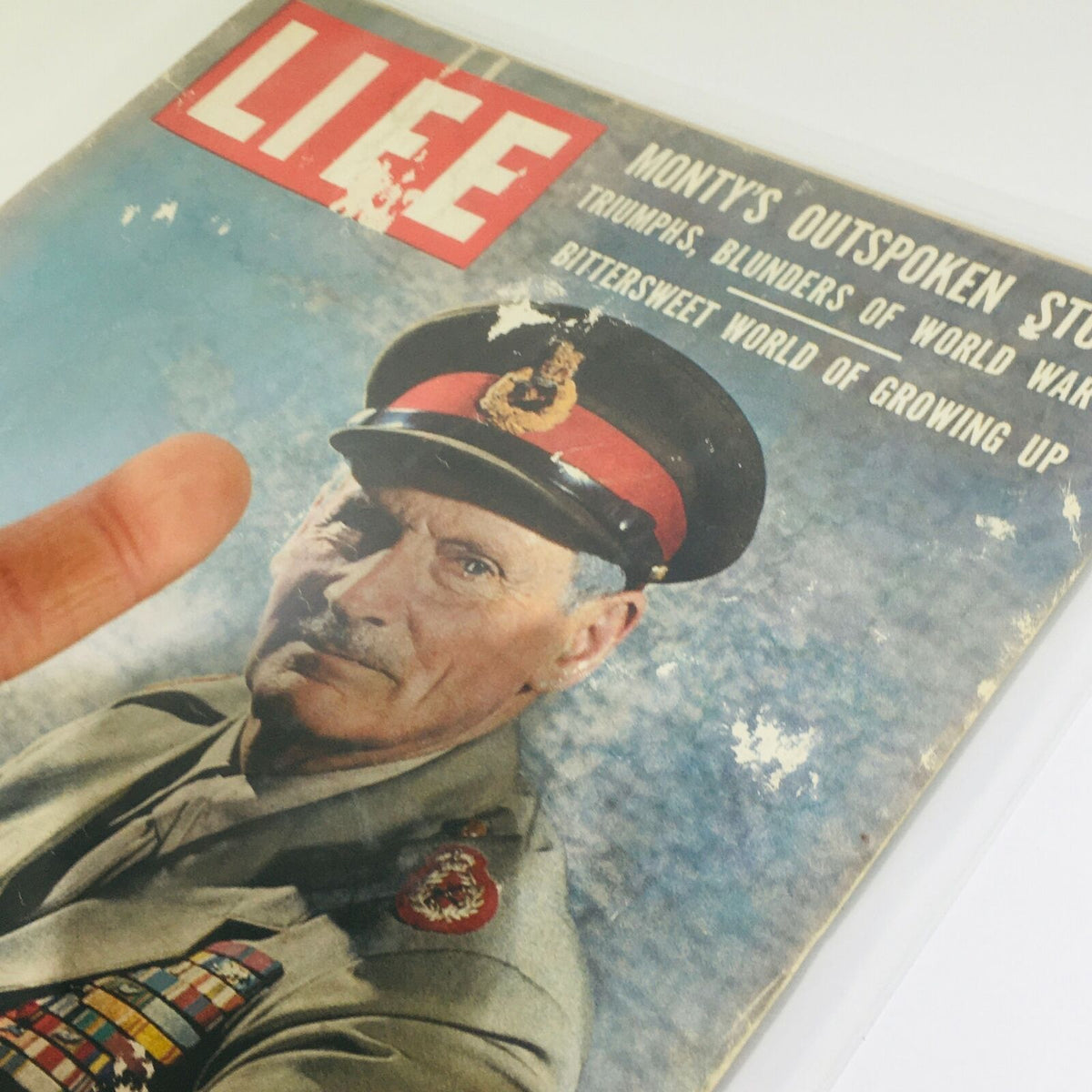 Detailed view of VTG Life Magazine: Oct 13 1958 cover showcasing Field Marshal The Viscount Montgomery, highlighting the title 'Monty’s Outspoken Story'.