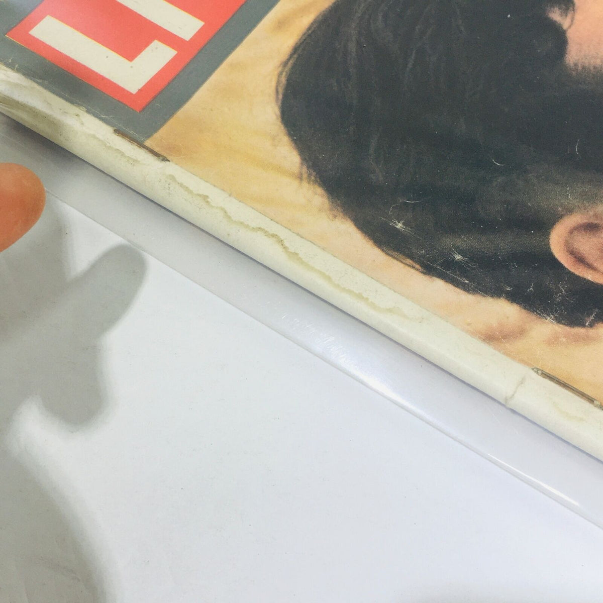 Close-up of the edge of VTG Life Magazine Cover showing wear, featuring Jill Haworth and Sal Mineo from 'Exodus', dated December 12, 1960.