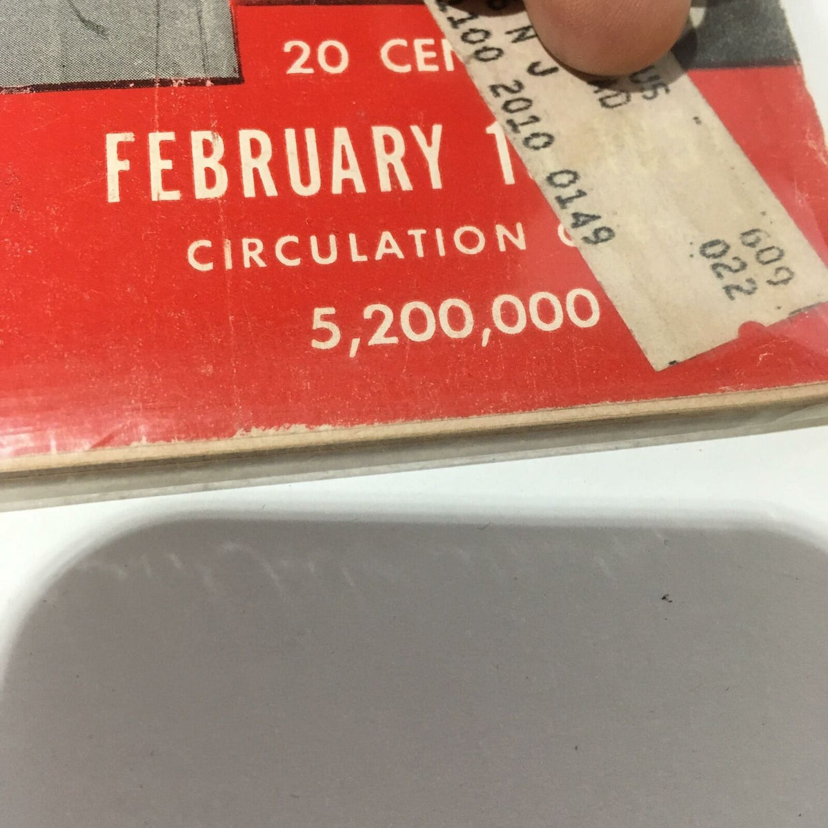 Detail view of the vintage Life magazine from February 19, 1951, featuring important publishing information such as the date, price, and circulation numbers, emphasizing its historical significance.