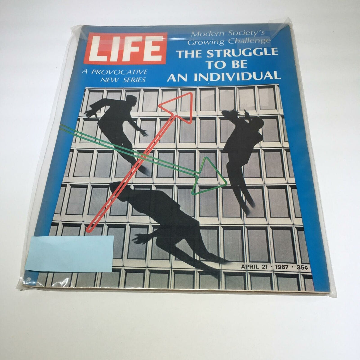 Vintage Life Magazine cover from April 21, 1967, titled 'The Struggle To Be An Individual', featuring artistic silhouettes against a modern architectural background.