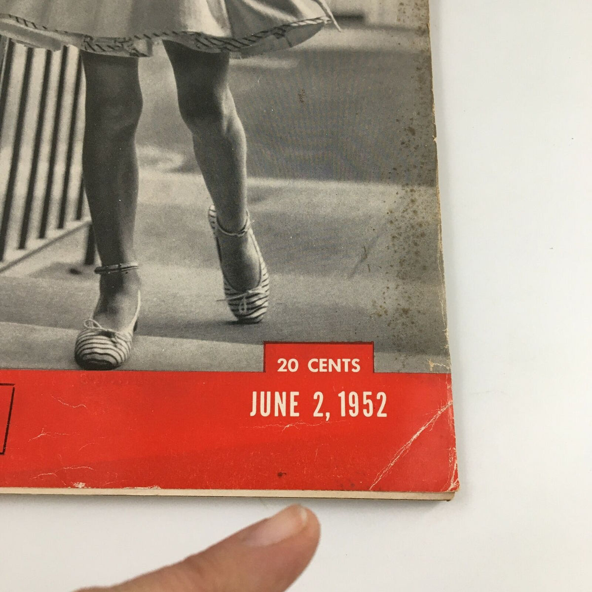 Bottom section of the VTG Life Magazine June 2 1952 cover, highlighting the date and price, with a focus on the party shoes and dresses for little girls.