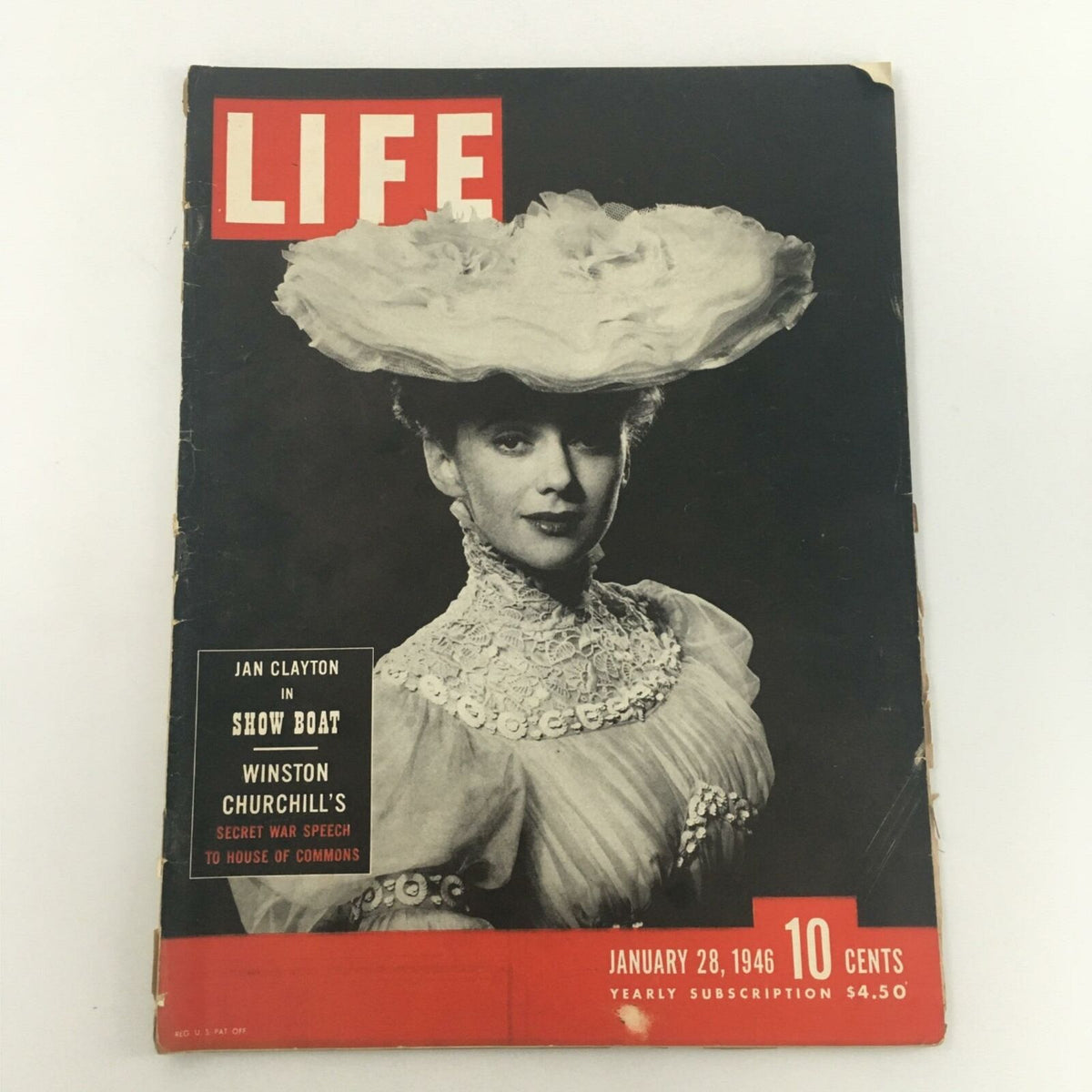 VTG Life Magazine January 28, 1946 featuring Jan Clayton in Show Boat with iconic cover design highlighting 10 cents price and historical context.