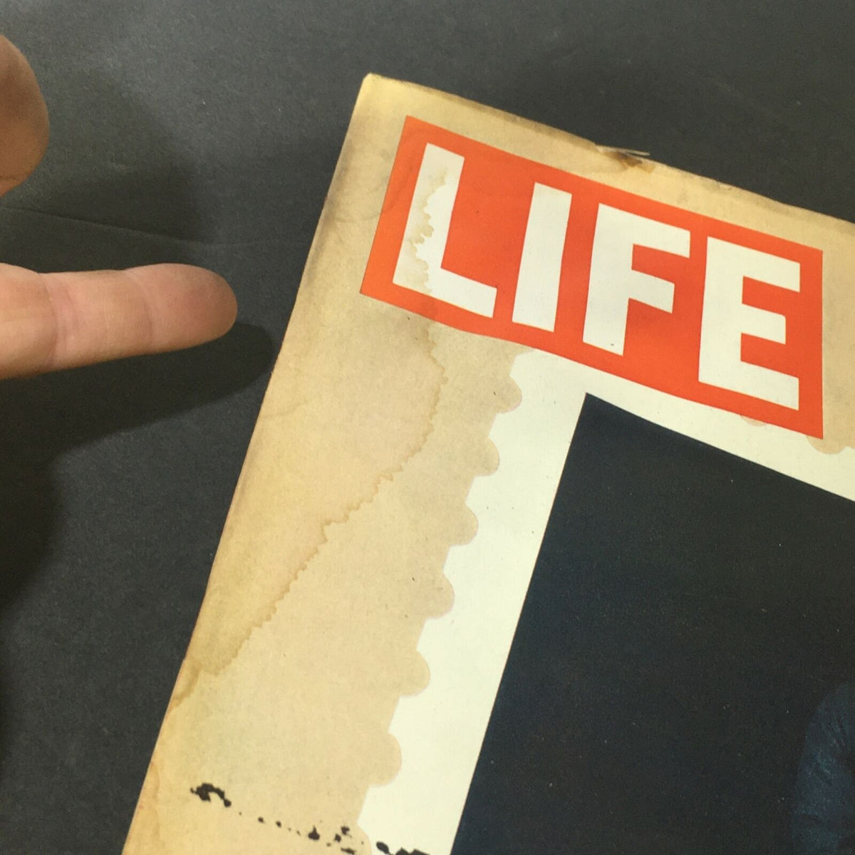 Close-up of the vintage Life Magazine cover dated November 28, 1969, highlighting the edge wear and dated design of 'The U.S. Mail Mess' issue.