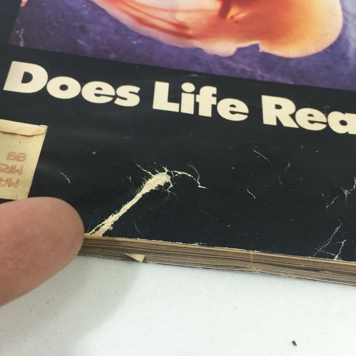 Detailed shot of the edge of VTG Life Magazine November 1981, highlighting minor rips and signs of aging, providing insight into its historical value.