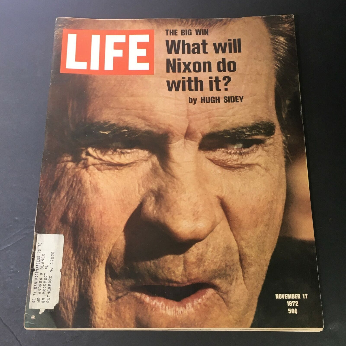 Cover of VTG Life Magazine November 17, 1972, featuring the title 'What Will Nixon Do With It?' with a close-up of Richard Nixon's face, capturing the mood of his presidency.