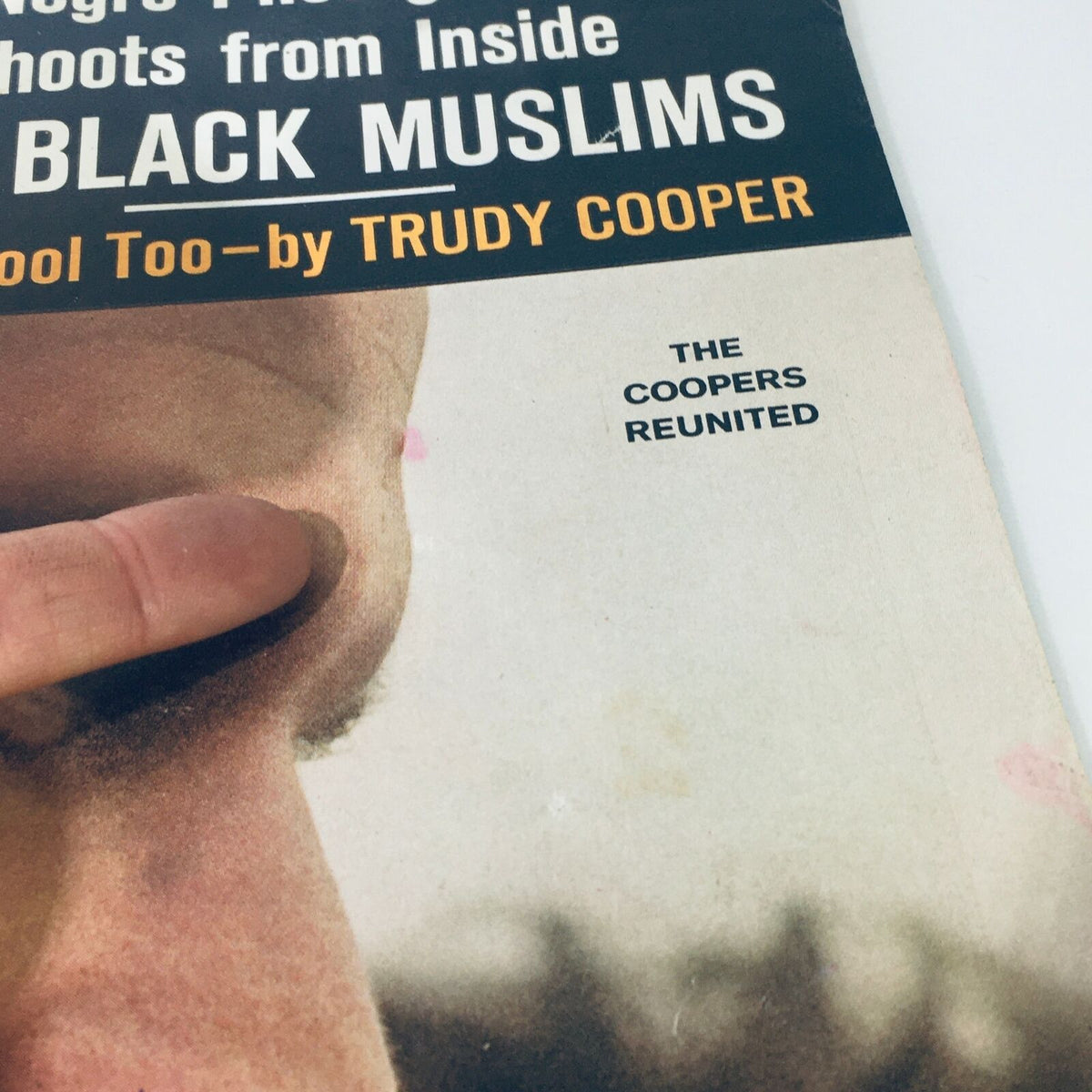 Image of VTG Life Magazine May 31 1963 cover highlighting the title 'I Was Cool Too' by Trudy Cooper with visible wear and a finger pointing at a flaw.