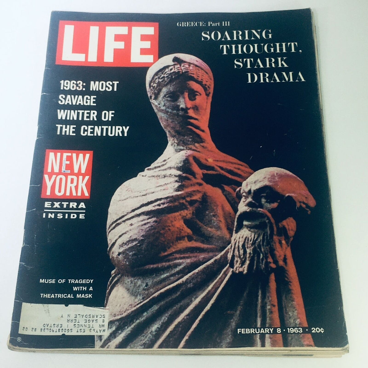 Cover of VTG Life Magazine dated February 8, 1963, featuring the title '1963: Most Savage Winter of the Century' with a striking image and bold text.