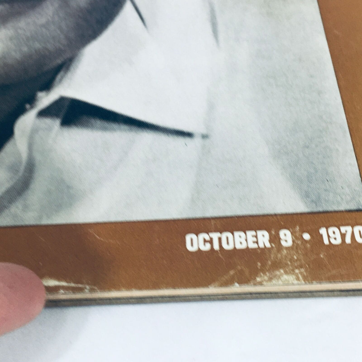 Close-up of the cover of VTG Life Magazine October 9 1970, highlighting the date and showing slight wear on the edges.