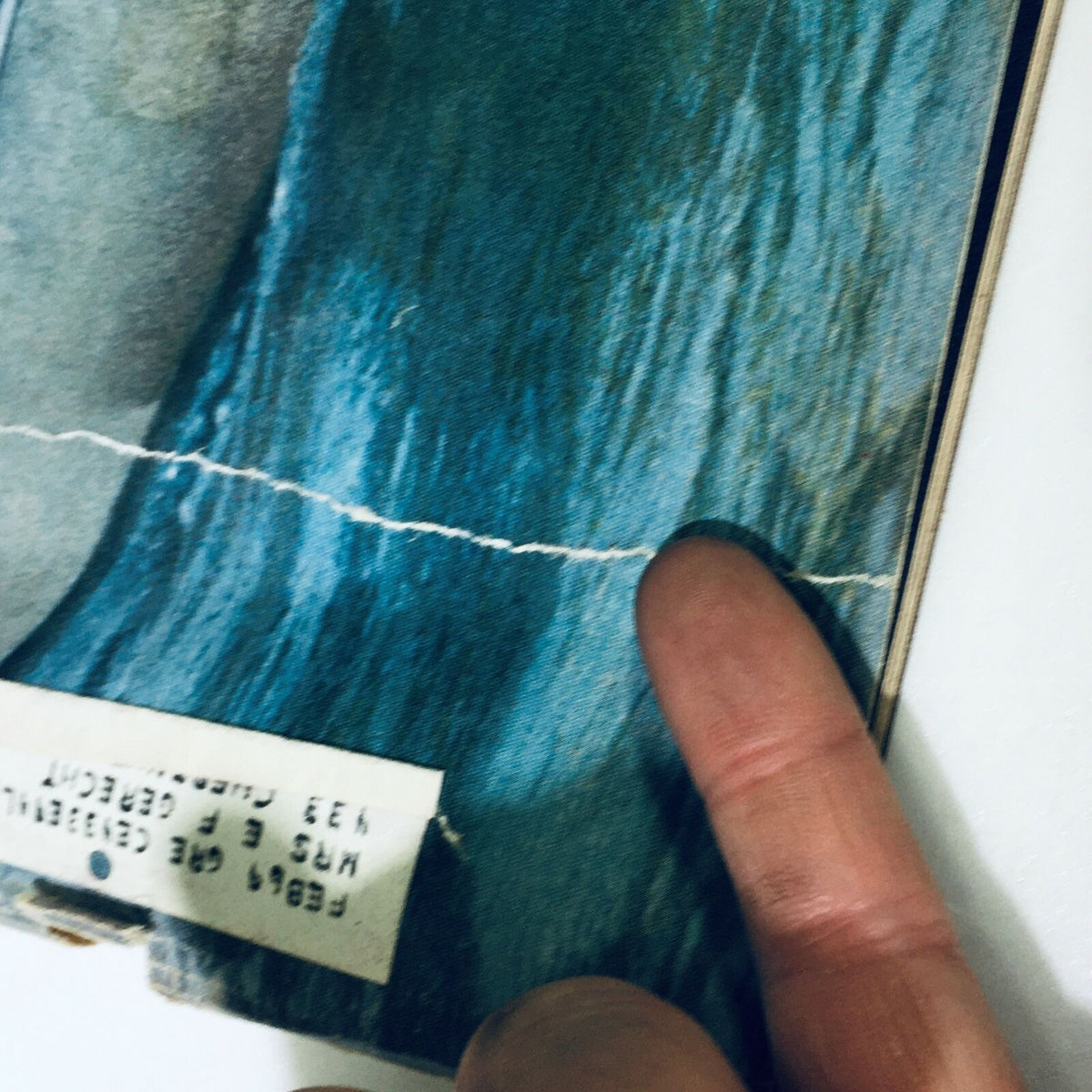 Close-up detail of the cover of VTG Life Magazine June 7 1968, showing wear and minor damage with a label affixed to the magazine.