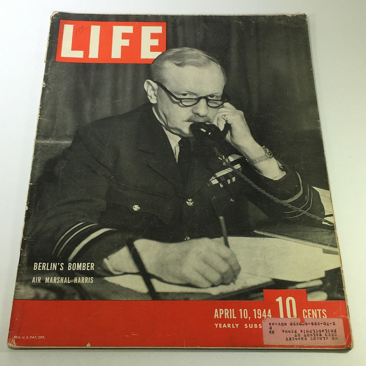 Life Magazine April 10, 1944 - Berlin's Bomber Air Marshal Sir Arthur Harris, WWII Collectible