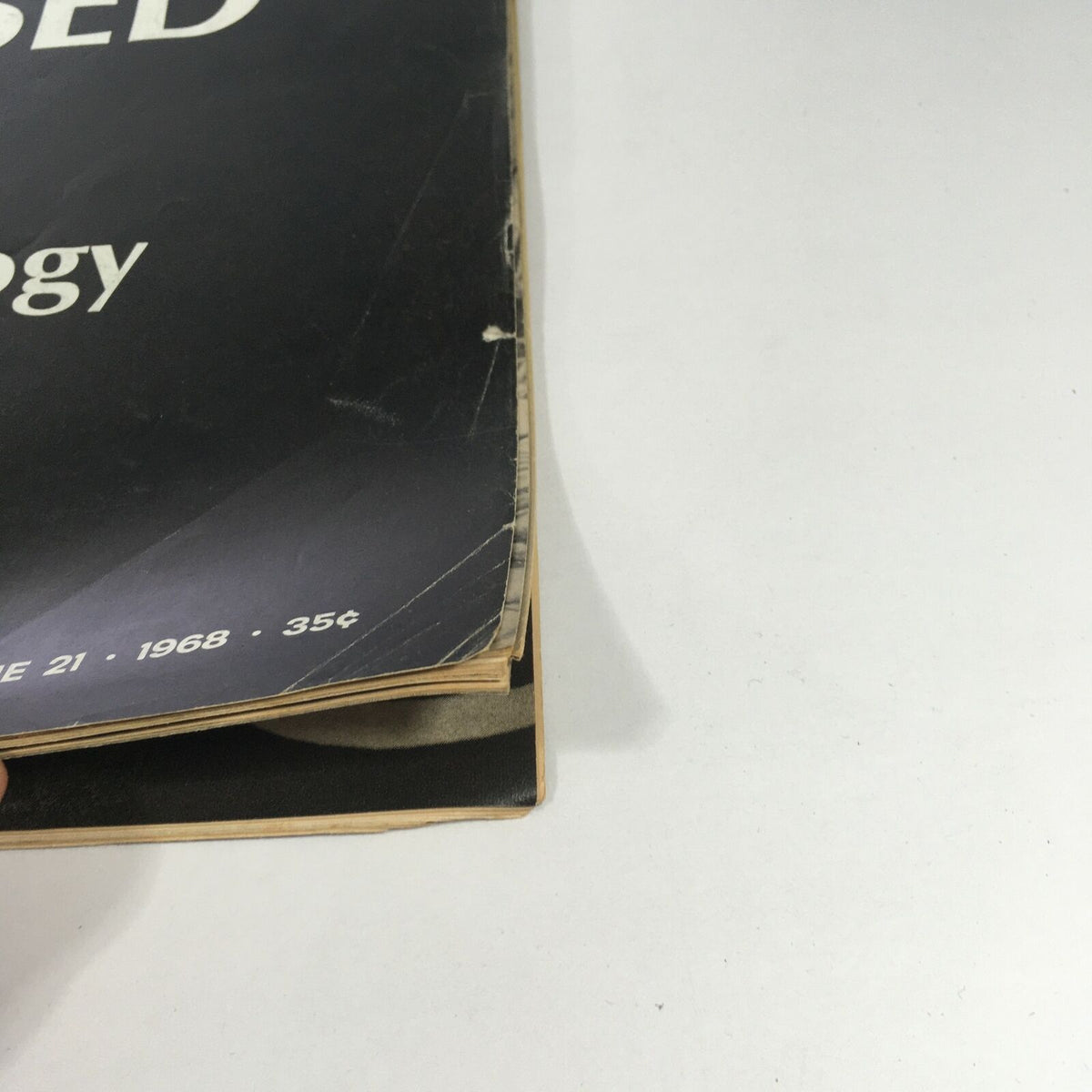 Side edge view of VTG Life Magazine June 21 1968, illustrating the wear and historical character of the publication.