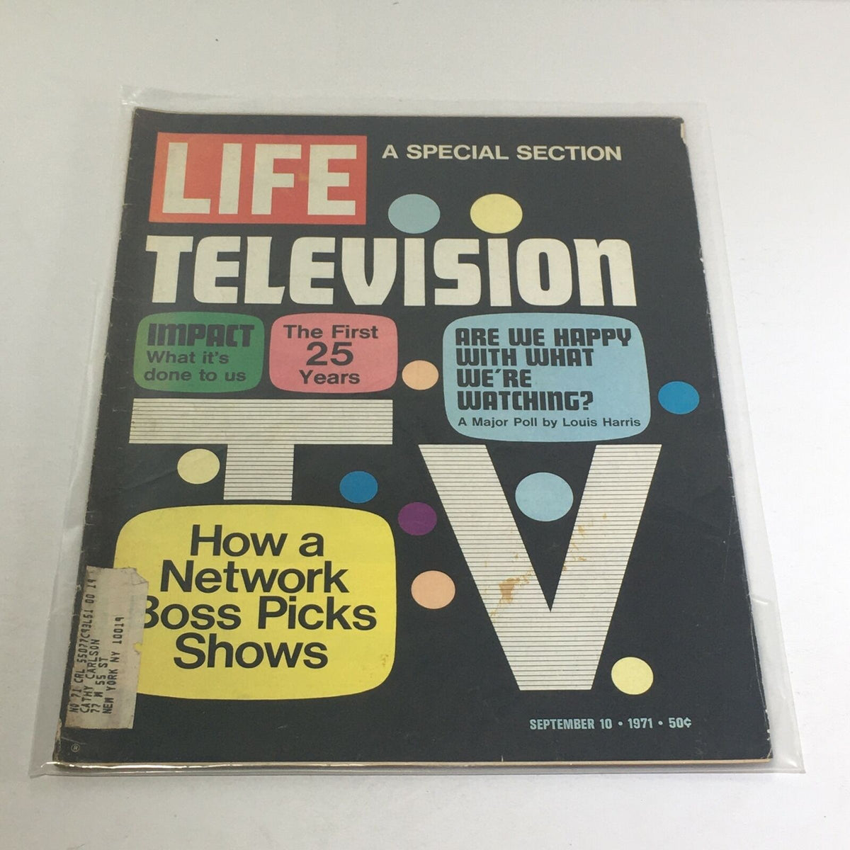 Vintage Life Magazine cover from September 10, 1971, featuring the article 'Television Impact: What It's Done To Us?' highlighting the first 25 years of television and its societal effects.