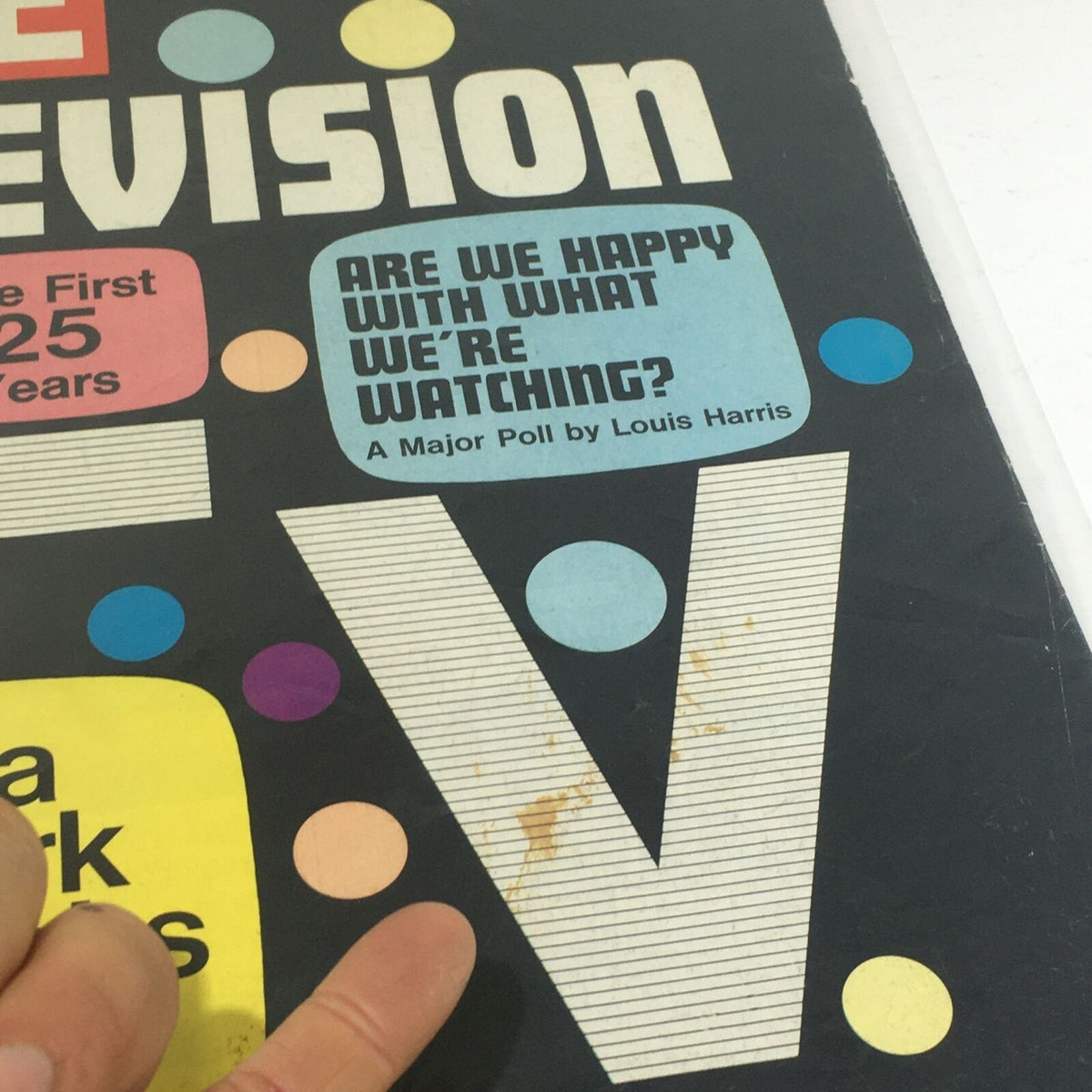 Close-up of the cover of Vintage Life Magazine, September 10, 1971, showcasing key headlines including 'Are We Happy With What We're Watching?' and a poll by Louis Harris.