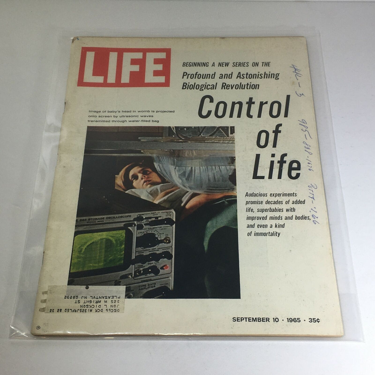 Cover of VTG Life Magazine from September 10, 1965, featuring the title 'Control of Life' with an image of a child in a medical setting and a vintage look that reflects the cultural discussions of the 1960s.