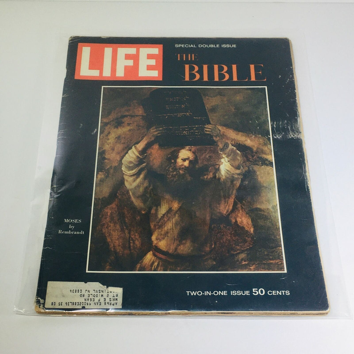 VTG Life Magazine from December 24, 1964, featuring a special issue on The Bible with an artwork of Moses by Rembrandt, showcasing the magazine cover design and details.