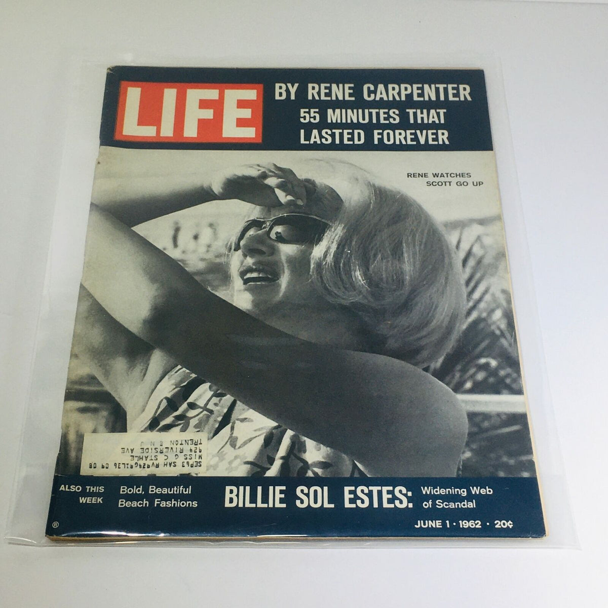 Cover of VTG Life Magazine from June 1, 1962 featuring Billie Sol Estes and Rene Carpenter, highlighting bold beach fashions and captivating articles.