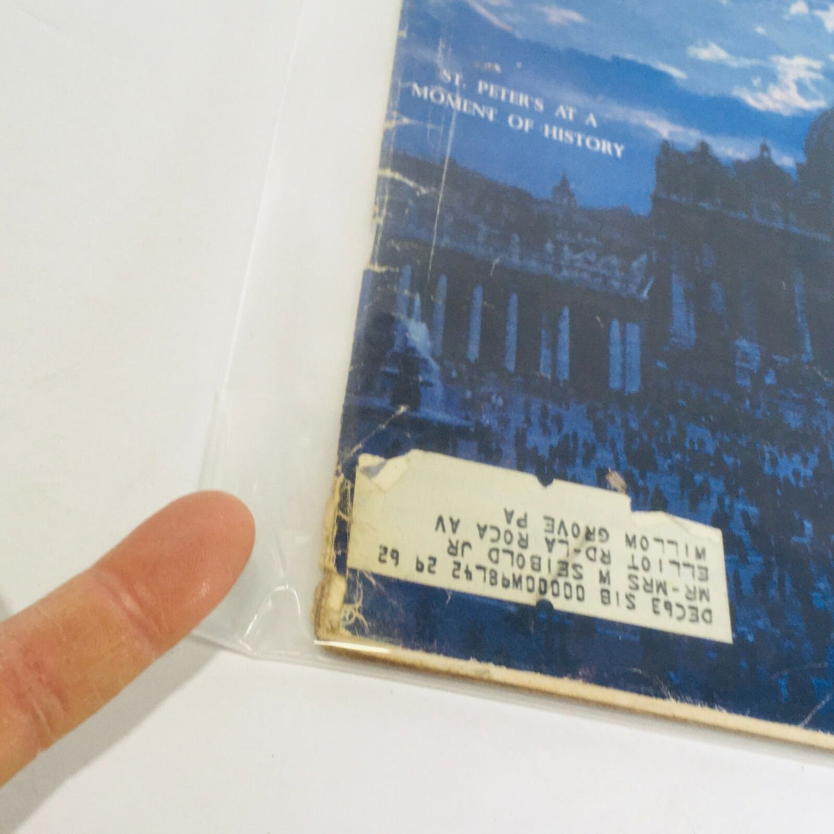 Close-up view of the corner of the VTG Life Magazine June 14, 1963, showing the title 'Great Princes of the Church: The Next Pope' and a price label.