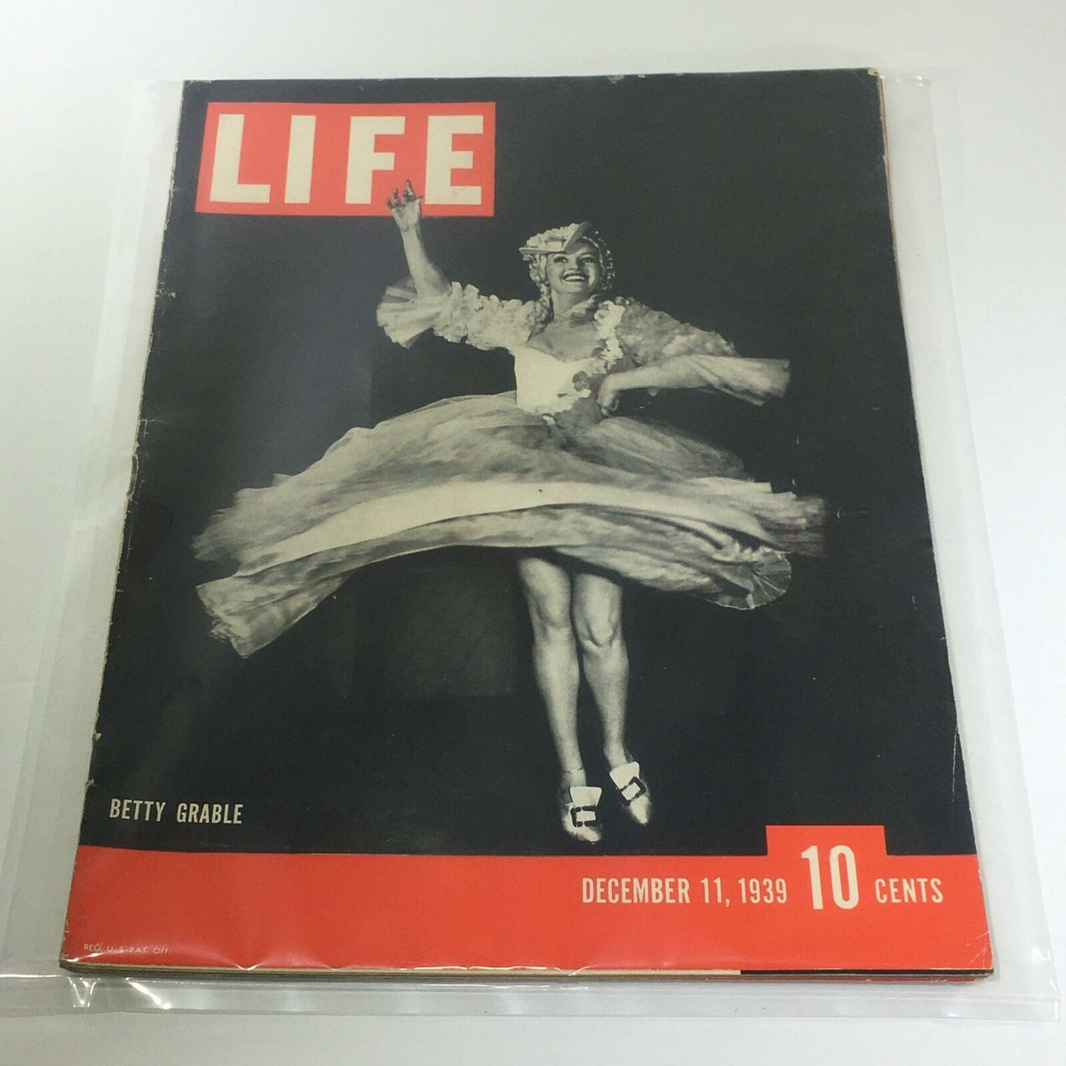 Vintage Life Magazine cover from December 11, 1939, featuring Betty Grable in an elegant pose, showcasing the glamour of the late 1930s.
