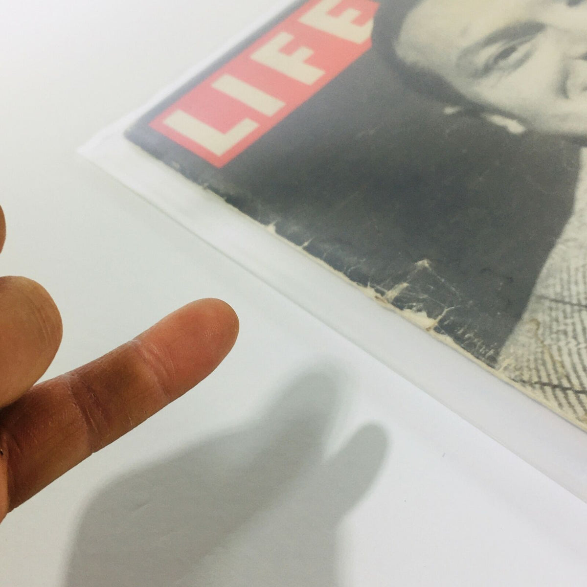 Side view of the vintage Life magazine featuring Bob Hope, displaying the worn edges and iconic LIFE header, dated January 10, 1944.
