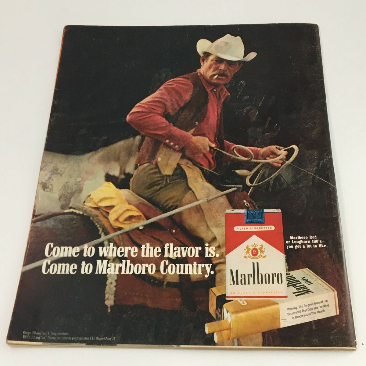 VTG Life Magazine February 18 1972 Japanese Olympic Athlete Yukio Kasaya Cover featuring a cowboy with a lasso and Marlboro cigarettes, illustrating the vintage advertising style of the era.