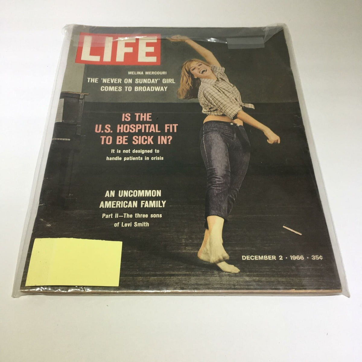 VTG Life Magazine December 2 1966 featuring Melina Mercouri, the 'Never on Sunday' girl, on the cover, showcasing classic 1960s style and cultural significance.