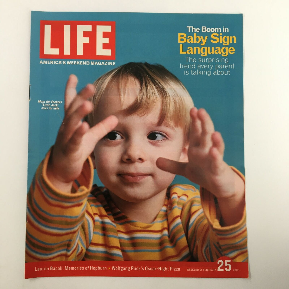 Life Magazine Newspaper Insert February 25 2004 featuring an article on Baby Sign Language, showcasing a young child engaging with sign language concepts, representing a significant educational trend for parents.
