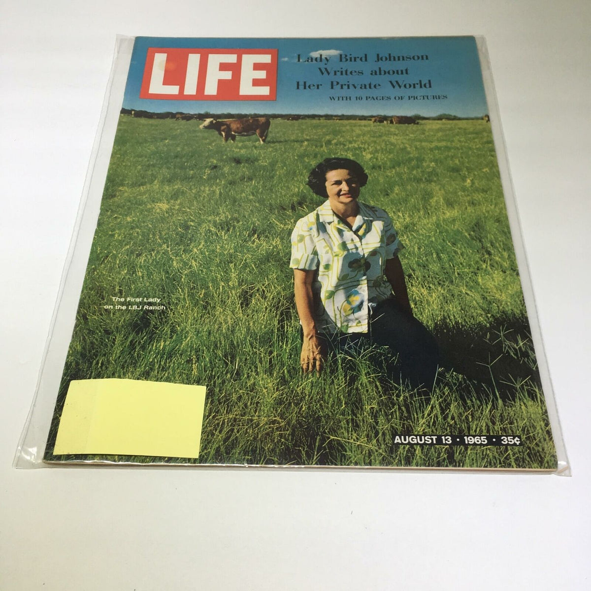 VTG Life Magazine August 13 1965 featuring Lady Bird Johnson on the LBJ Ranch, showcasing stunning photography and historical context.