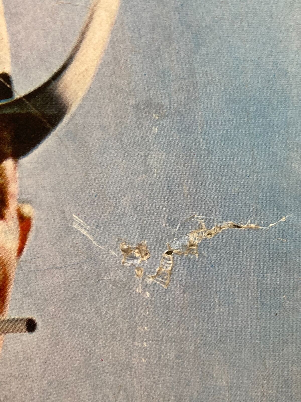 Image detailing the wear on the VTG Life Magazine September 6 1968 cover, showcasing a small rip on the front as part of its historical significance.
