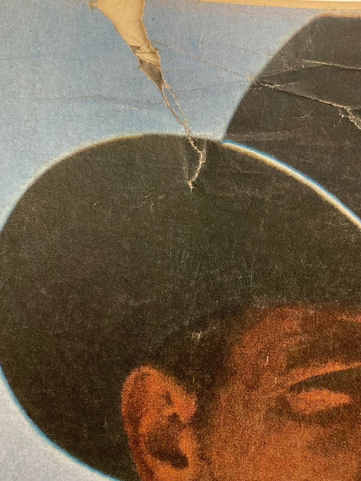 Close-up view of the damage on the back cover of the VTG Life Magazine September 6 1968, displaying signs of aging and wear, enhancing its vintage appeal.