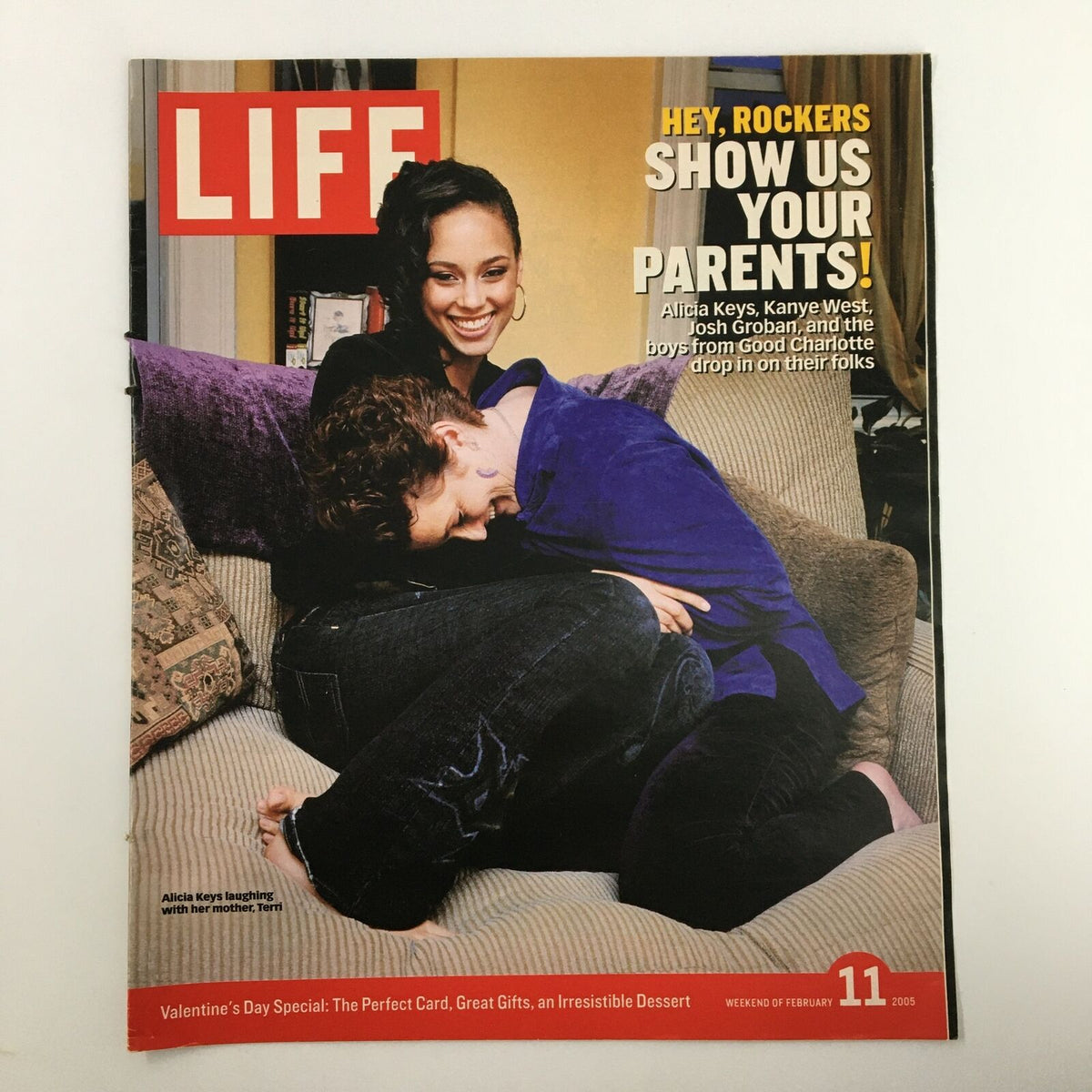 Life Magazine Insert featuring Alicia Keys and Mother, February 11, 2005. The magazine cover includes a charming image of Alicia Keys, celebrating family connections in the music industry.