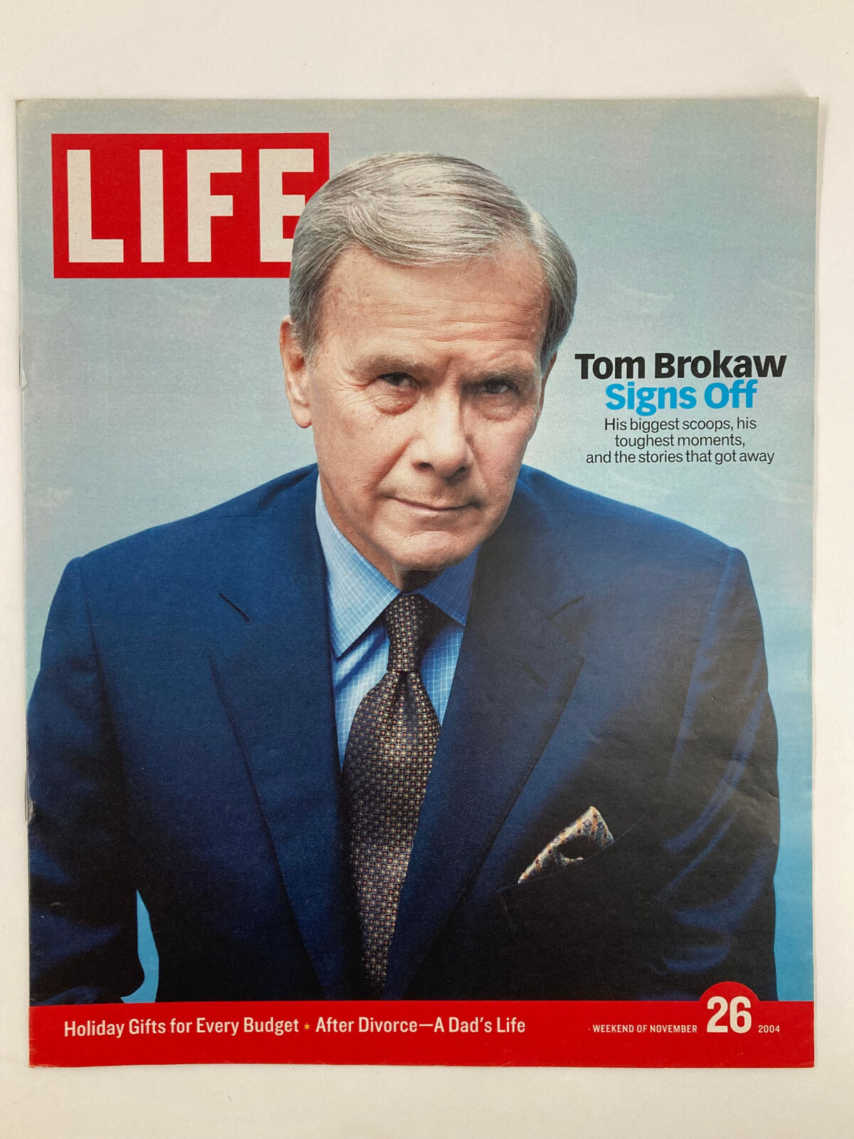 Life Magazine Newspaper Insert featuring Tom Brokaw, dated November 26, 2004, showcasing a portrait of the journalist with a captivating expression.