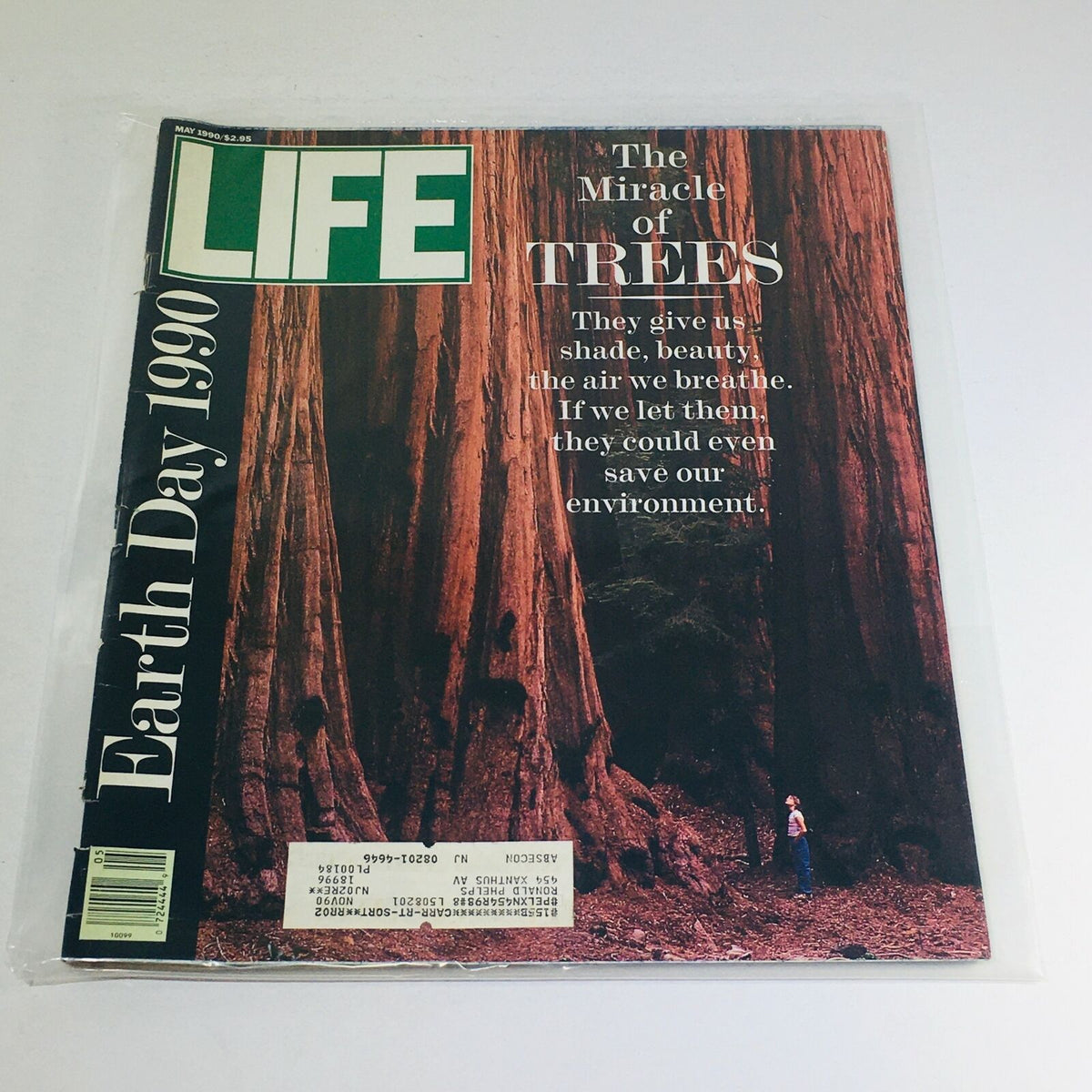 VTG Life Magazine: May 1990 - Earth Day Year 1990 featuring the cover image highlighting 'The Miracle of Trees' with a striking photo of tall trees, emphasizing environmental conservation.