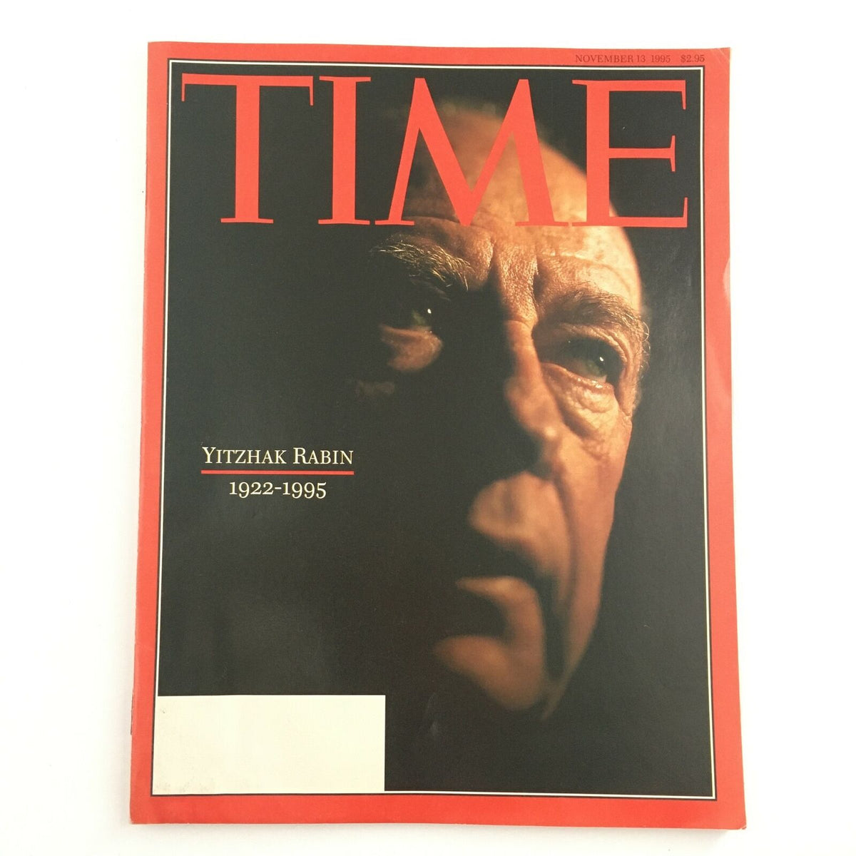Time Magazine November 13 1995 issue featuring Prime Minister Yitzhak Rabin 1922-1995 on the cover, highlighting his legacy and significant role in Israeli politics.