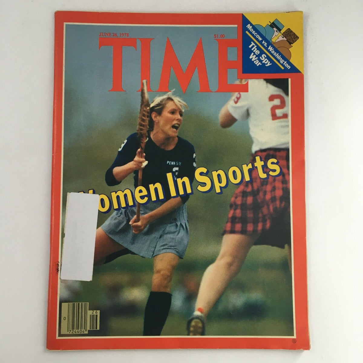 Cover of Time Magazine June 26, 1978, Vol 111 No. 27, featuring a women in sports theme with a female athlete holding a lacrosse stick passionately involved in a game.