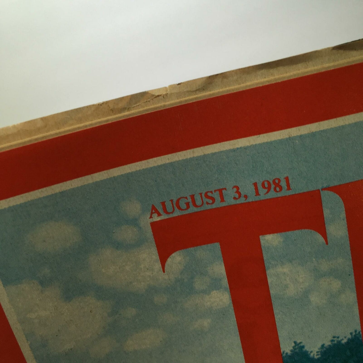 Close-up of the Time Magazine publication date, August 3, 1981, prominently displayed on the cover of the magazine featuring Prince Charles and Diana.