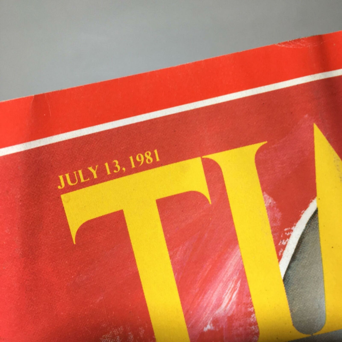Close-up of Time Magazine July 13 1981 date, highlighting the publication's focus on Vietnam veterans fighting for their rights.