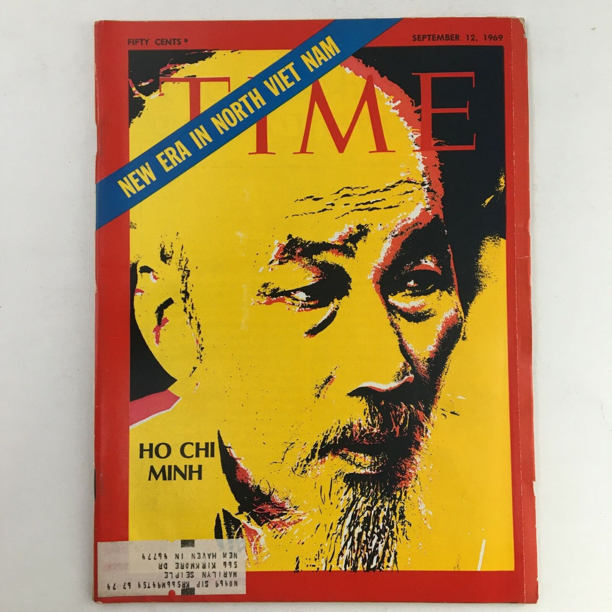 Time Magazine cover from September 12, 1969 featuring Ho Chi Minh with bold colors, highlighting the New Era in North Vietnam.